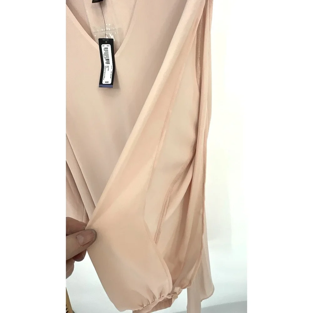 NWT Worthington Womens Dress PXL Shift Rose Smoke Open‎ Sleeves Lined